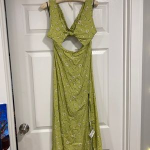 Forver 21 green floral open back midi dress.